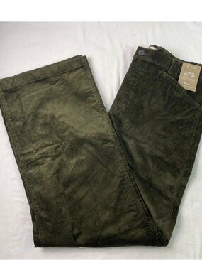 NWT Madewell Womens Emmett Wide Leg Pant Corduroy High Rise Olive Green 33T